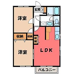 ドミールコーポB 2LDKの間取図画像
