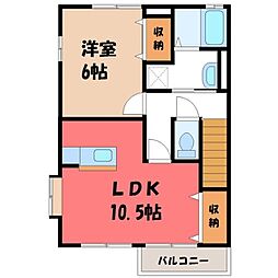 クルヴァ 1LDKの間取図画像