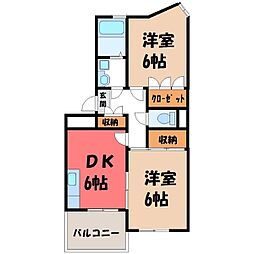 COURTVILLAGE今泉 2DKの間取図画像