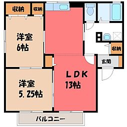 セジュール清坂 2LDKの間取図画像