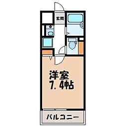 アサヒレジデンス5 1Kの間取図画像