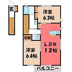 プリマヴェーラA 2LDKの間取図画像