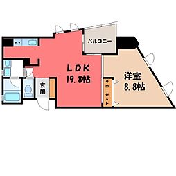 フェリシアス 1LDKの間取図画像