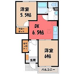 ハッピーラークN 2DKの間取図画像