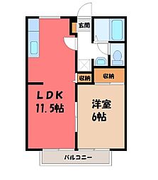めぞん山口2 1LDKの間取図画像