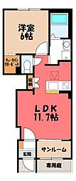 リュミエール 1LDKの間取図画像
