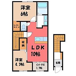 リジエール 2LDKの間取図画像