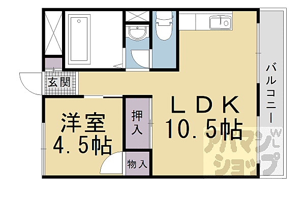 京都府京都市山科区御陵原西町(賃貸マンション1LDK・3階・35.50㎡)の写真 その2