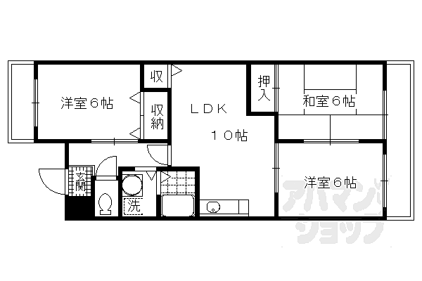 ネオグランドール伏見 352｜京都府京都市伏見区深草大亀谷大山町(賃貸マンション3LDK・3階・58.00㎡)の写真 その2