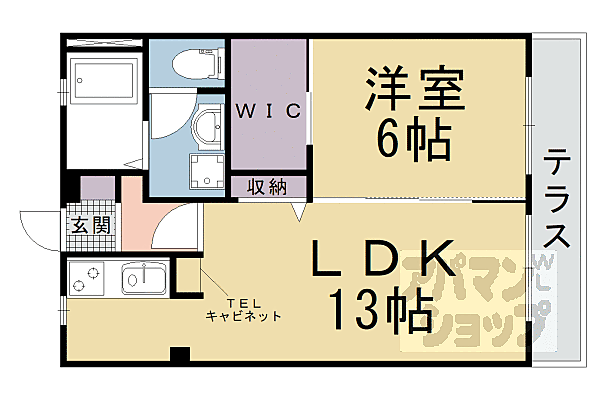 京都府京都市山科区厨子奥矢倉町(賃貸アパート1LDK・1階・44.00㎡)の写真 その2