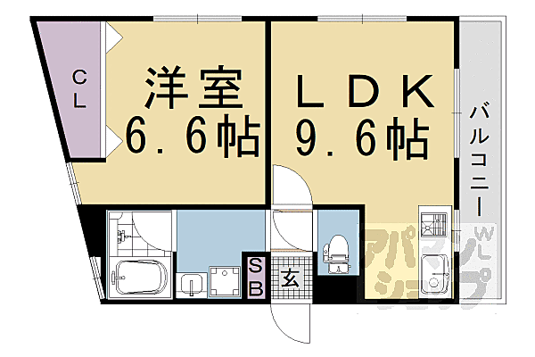 京都府向日市寺戸町小佃(賃貸マンション1LDK・2階・39.10㎡)の写真 その2