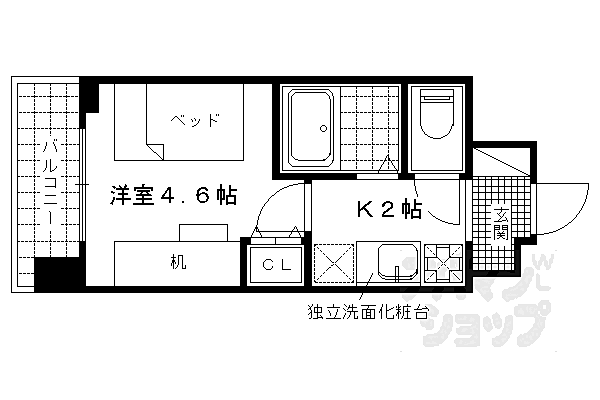 キャンパスヴィレッジ京都伏見 412｜京都府京都市伏見区竹田北三ツ杭町(賃貸マンション1K・4階・16.28㎡)の写真 その2