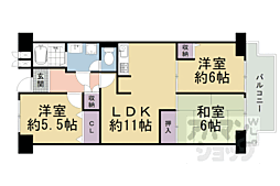 ユニ宇治マンション1号館 3LDKの間取図画像