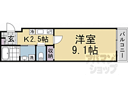 ビエノス京都伏見 1Kの間取図画像