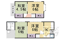 阪急京都本線 東向日駅 徒歩10分の賃貸一戸建て 4Kの間取り