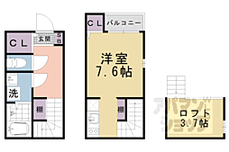 ハーモニーテラス椥辻中在家町 1Kの間取図画像