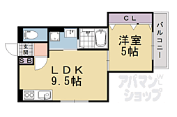 Parks長岡京 1LDKの間取図画像