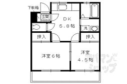 睦コーポ 2階2DKの間取り
