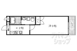京都地下鉄東西線 椥辻駅 徒歩3分の賃貸マンション 1階1Kの間取り