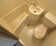 洗面台とトイレが一緒になったバスルームです