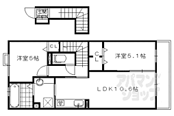 フルーレ神明 201 2階2LDKの間取り