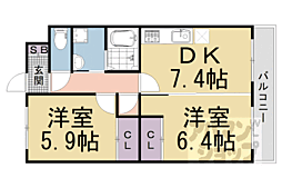 ケイズメゾン春日森 2DKの間取図画像