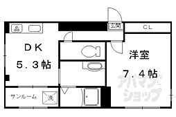 ビッグバーンズ両替町 1DKの間取図画像