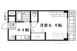 アサクラハイツ 1Kの間取図画像