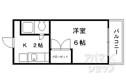ボーン宇治1号館 1Kの間取図画像
