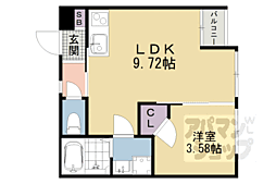 Portofino六地蔵 1LDKの間取図画像