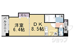 Luxe中書島 1DKの間取図画像