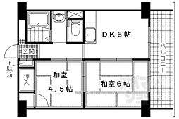 桃山グランドハイツ 2DKの間取図画像