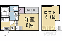 ハーモニーテラス桃山町西町 ワンルームの間取図画像