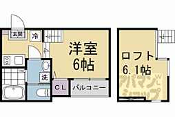 ハーモニーテラス桃山町西町 ワンルームの間取図画像