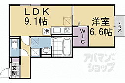 京都市伏見区景勝町アパート 1LDKの間取図画像