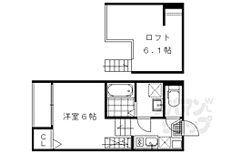 ハーモニーテラス深草大亀谷西寺町 1Kの間取図画像