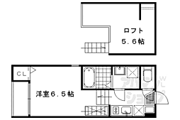 ハーモニーテラス深草大亀谷西寺町 1Kの間取図画像