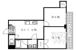 ルミエール春日森 2DKの間取図画像
