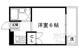 レジデンス丹波橋 1Kの間取図画像