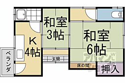 木幡住宅 2Kの間取図画像