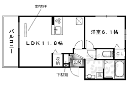 Raffine木幡 1LDKの間取図画像