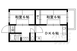 エルテベール木幡A棟 2DKの間取図画像