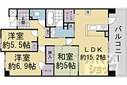 パデシオン六地蔵ザ・タワーレジデンス 3SLDKの間取図画像