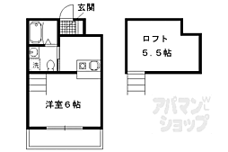 オーシャンボックス2 1Kの間取図画像