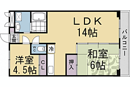 エクセレント墨染 2LDKの間取図画像