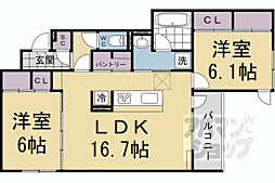 靜古苑THE VERT 本館 2LDKの間取図画像
