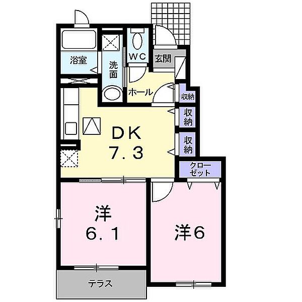 ジークフリーデン1 103｜兵庫県高砂市北浜町北脇(賃貸アパート2DK・1階・45.89㎡)の写真 その2