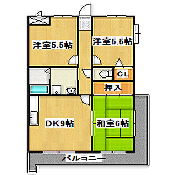 オーシャン 204｜兵庫県明石市魚住町住吉2丁目(賃貸マンション3DK・2階・61.83㎡)の写真 その2