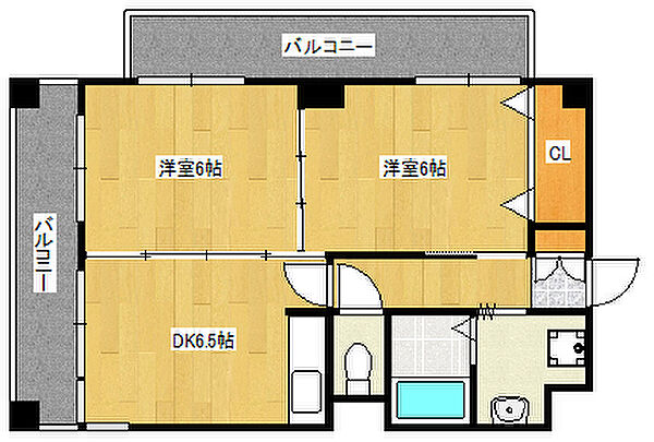 ピオーネ灘 207｜兵庫県神戸市灘区灘北通4丁目(賃貸マンション2DK・2階・40.30㎡)の写真 その2