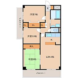 グリーン・ヴィラ武庫 3LDKの間取図画像